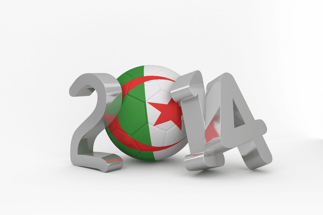 Transparent 2014 with Algeria Flag Soccer Ball Design