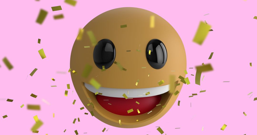 Joyful Laughing Emoji with Falling Gold Confetti