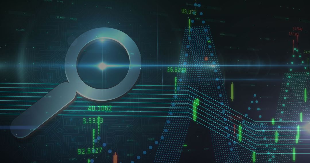 Magnifying Glass Analyzing Digital Graph Technology