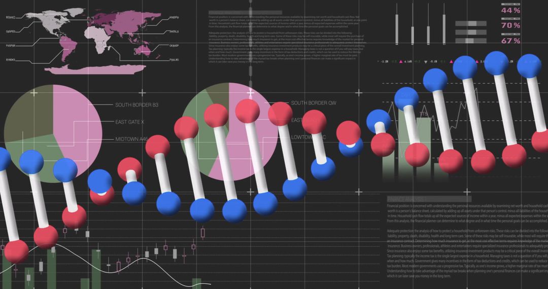 DNA Helix Overlaying Global Statistical Data Analysis Graphics