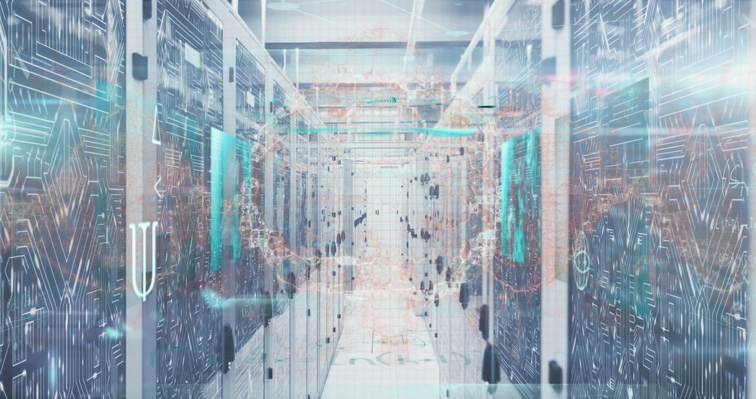 Digital Brain Concept in Computer Server Room for Data and Research