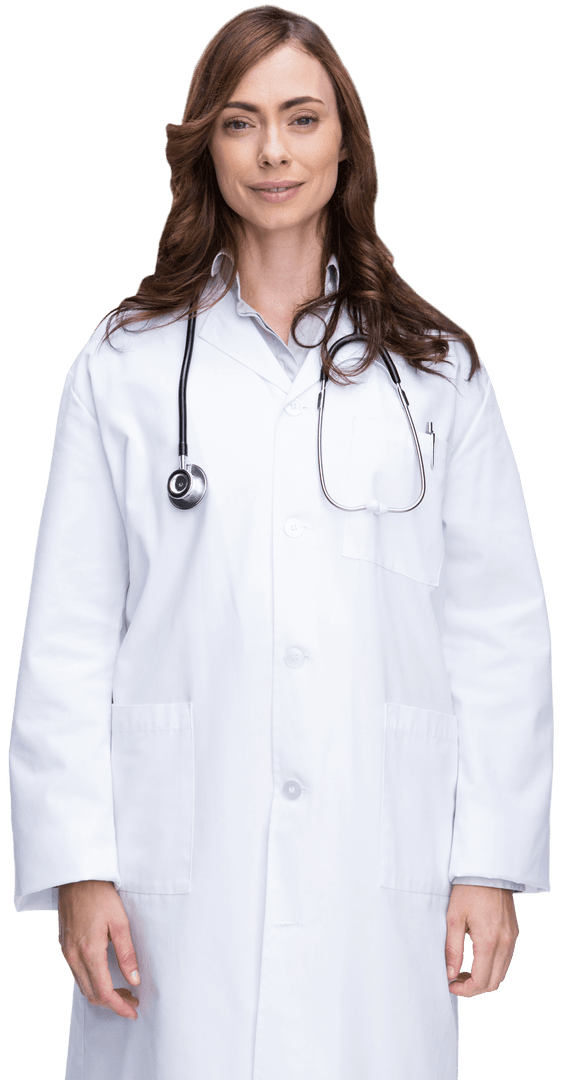 Professional Female Doctor Smiling Confidently Transparent Background