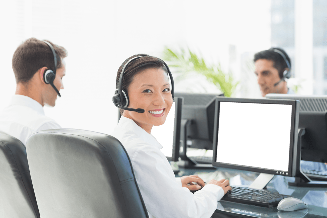 Customer Service Team with Transparency Screen Option - Download Free Stock Images Pikwizard.com