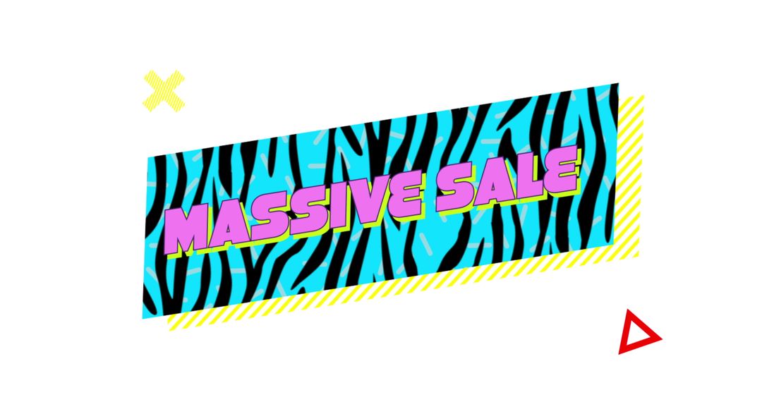 Retro Massive Sale Banner with Colorful Geometric Shapes - Free Images, Stock Photos and Pictures on Pikwizard.com