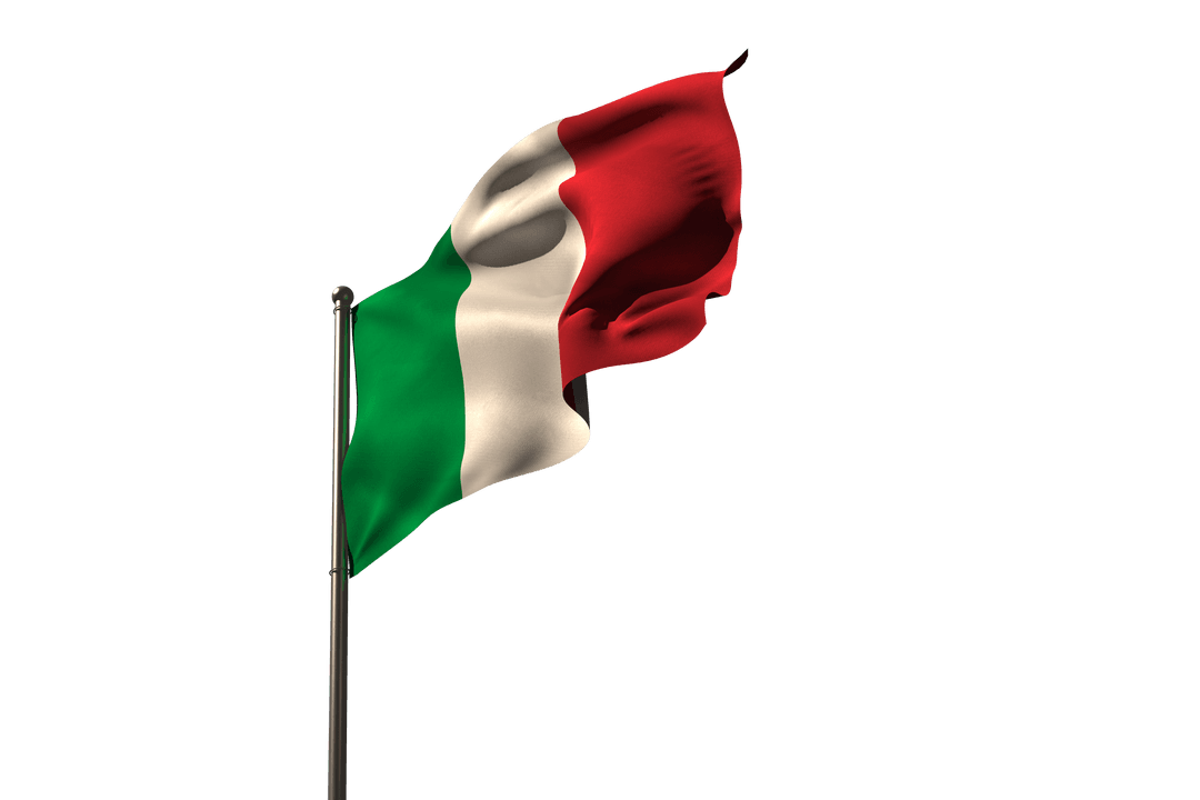 Waving Italian Flag on Transparent Background