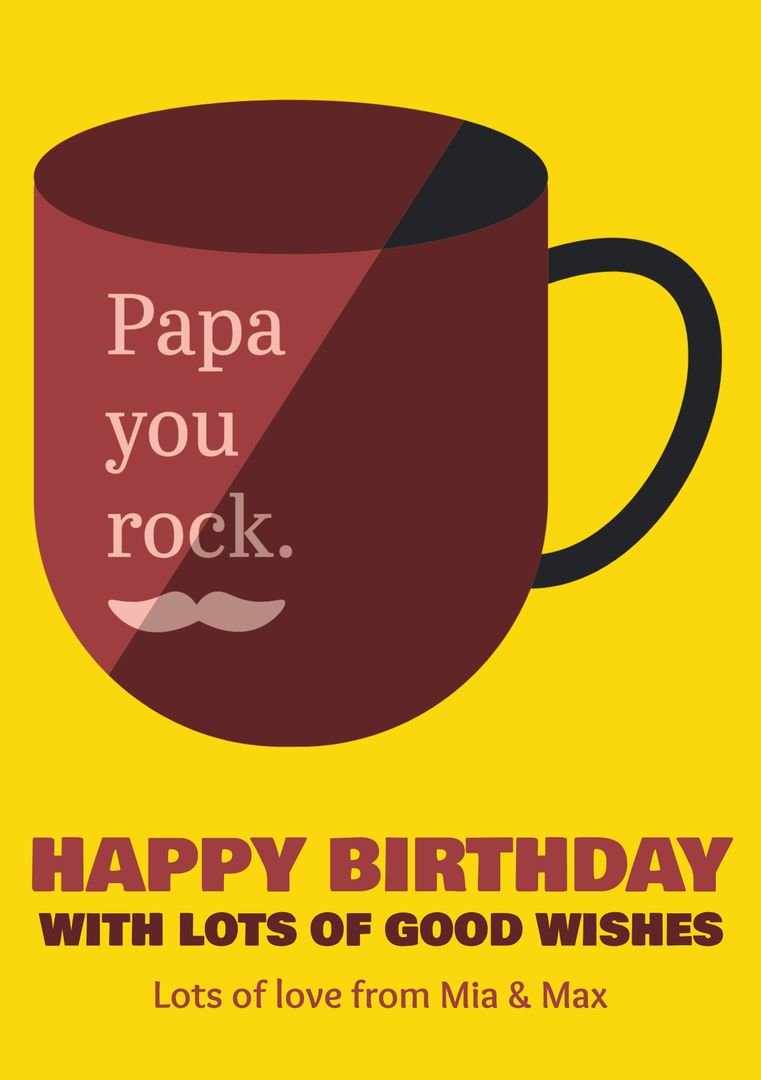 Happy Birthday Papa You Rock Coffee Mug Illustration - Download Free Stock Templates Pikwizard.com