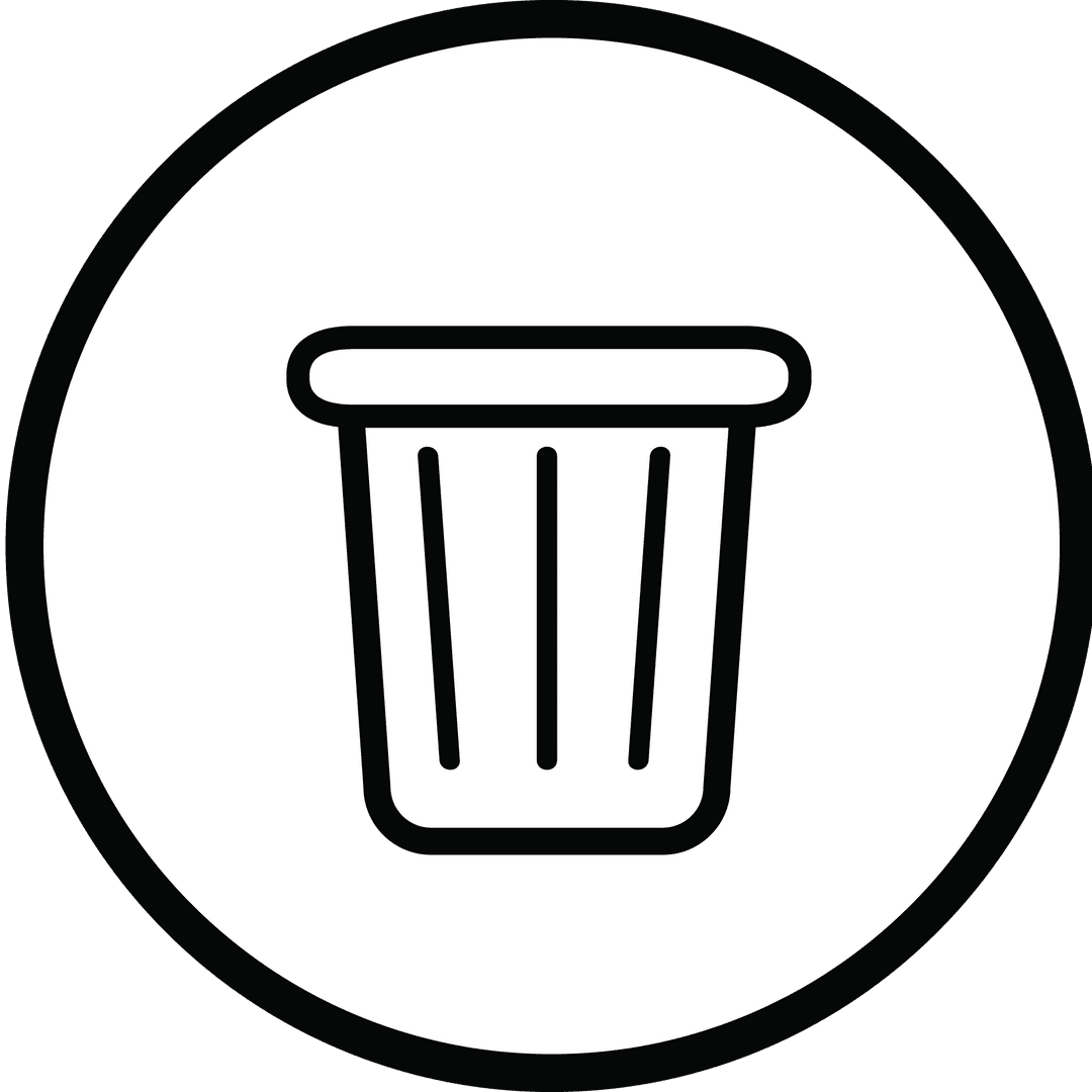 Transparent Wastebasket Icon in Circle Design