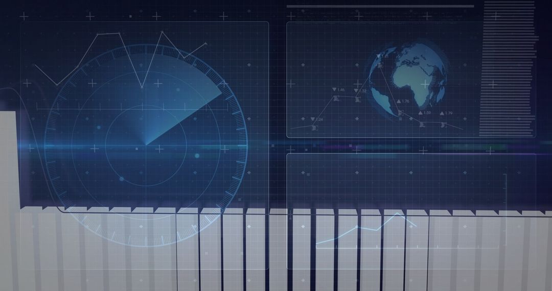 Futuristic Technology Interface With Globe and Analytics Display