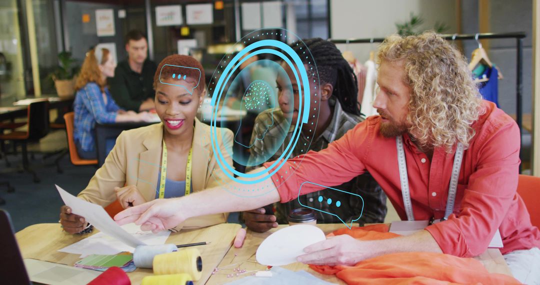 Fashion Designers Collaborating in Creative Studio Workshop