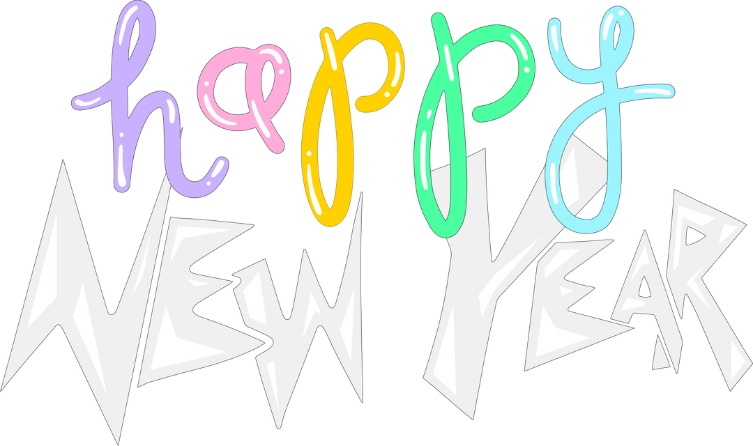Festive New Year Typography on Transparent Background