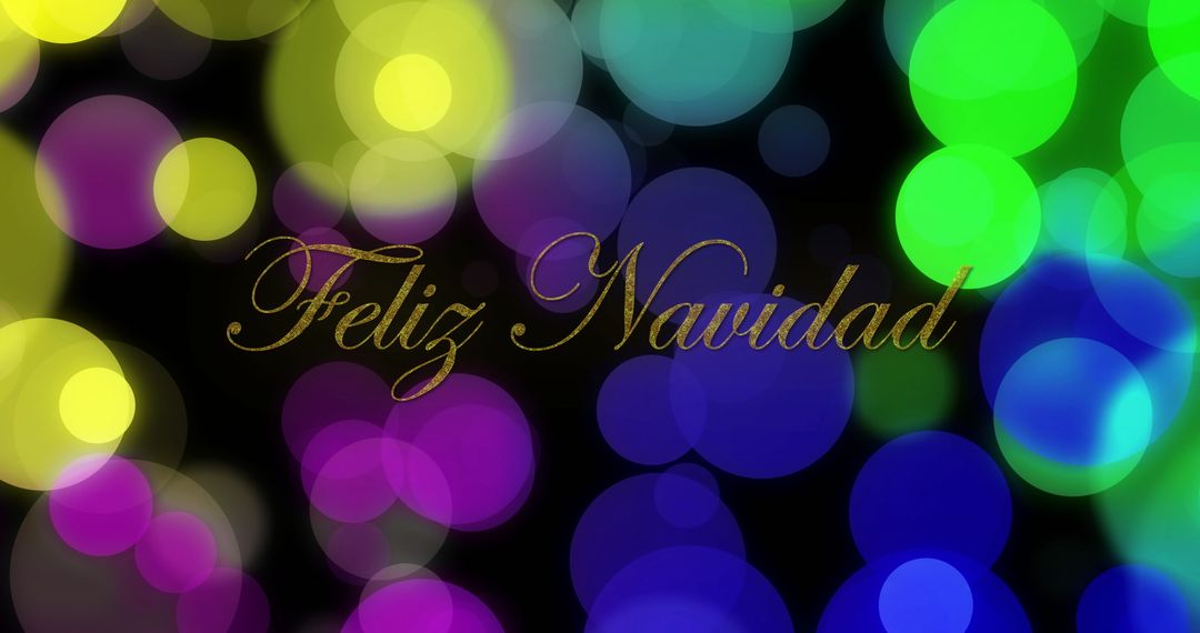 Festive Feliz Navidad over Multicolored Holiday Lights