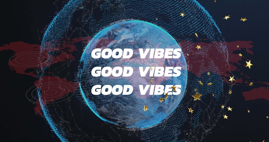 Digital Earth with Good Vibes Message Over Global Network