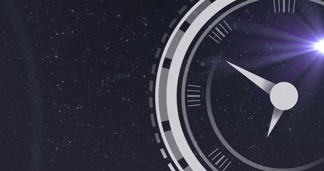 Clock Over Starry Sky Symbolizing Time and Space Concepts