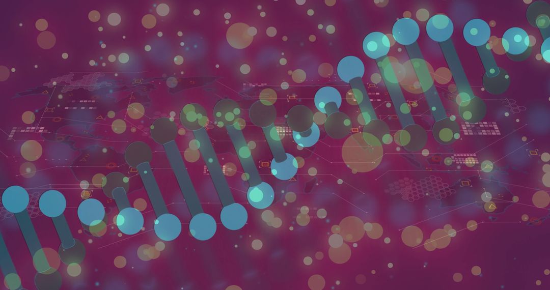 Abstract DNA Strand with Bokeh Background and Digital Overlay