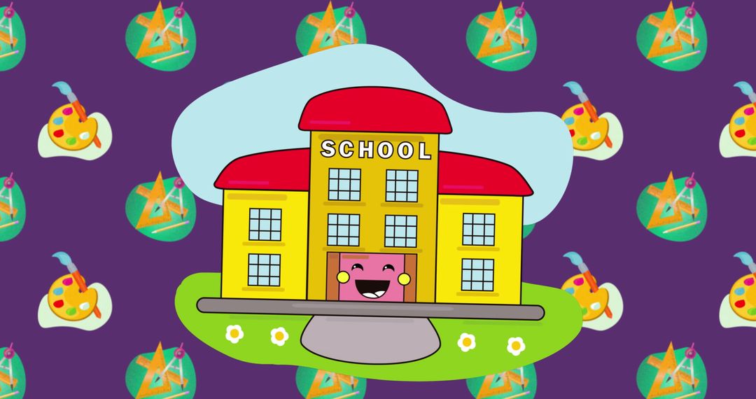 Playful School Icon with Creative Background Elements