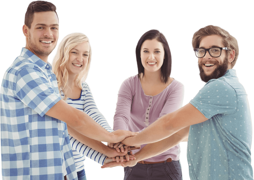 Transparent Team Building Group Joining Hands