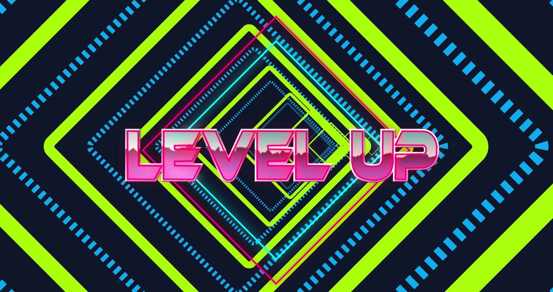 Retro Futuristic Neon Level Up Graphic Design