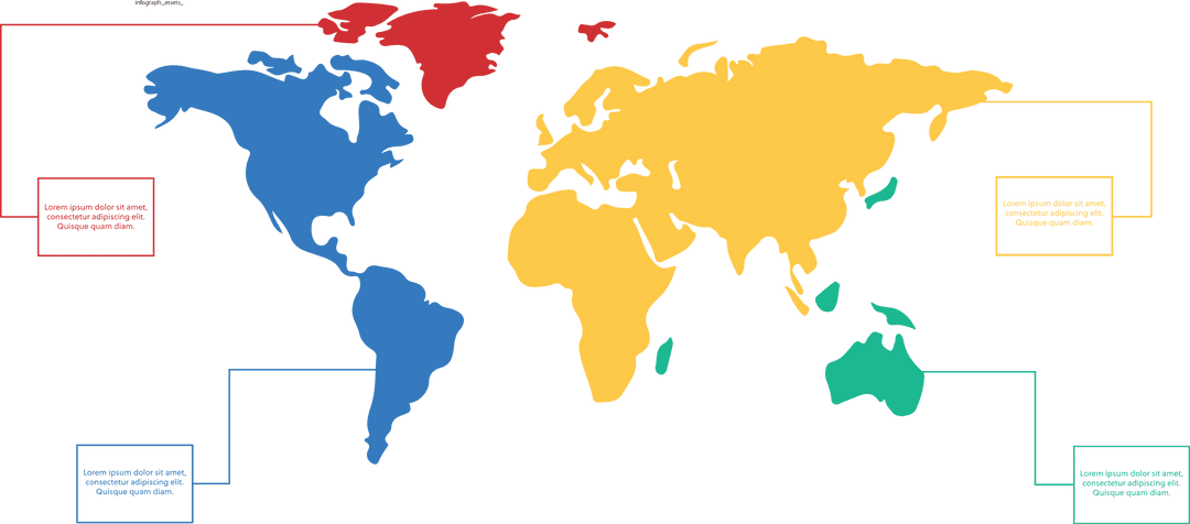 Colorful World Map Infographic with Transparent Visuals