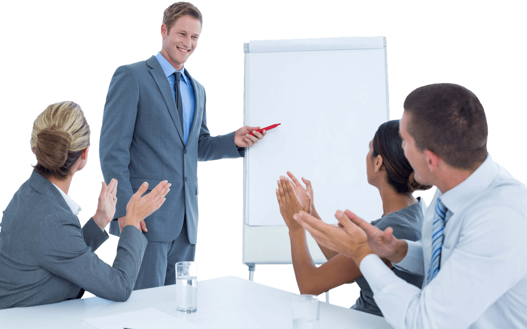 Business Presentation with Confident Manager in Bright Office Space