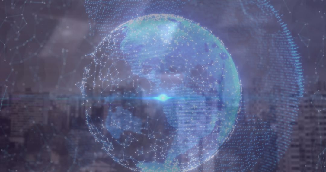 Digital Globe and Cityscape with Data Connectivity Visualization