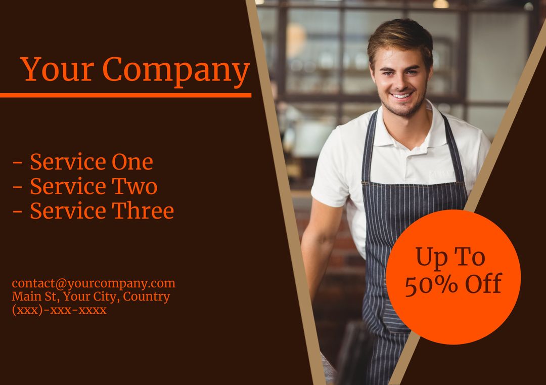 Friendly Employee Promoting Business Services with Discount