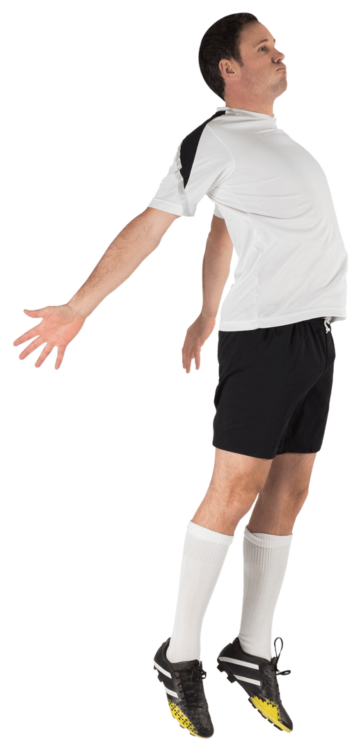 Energetic Transparent Soccer Player In Air