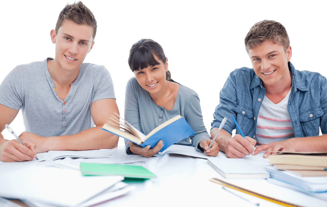 Transparent Diverse Group of Students Engaging in Homework Together