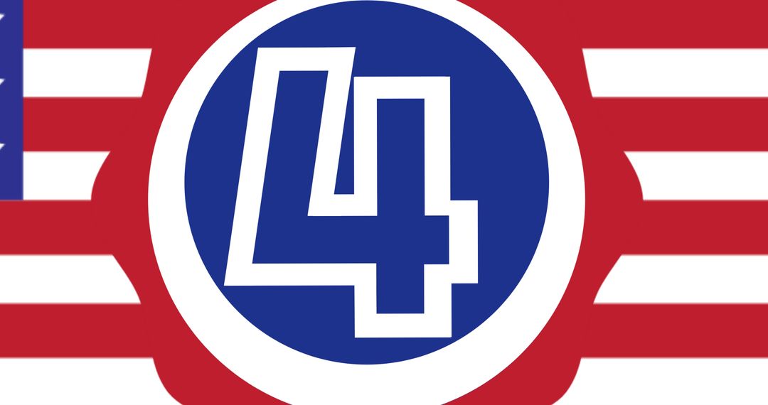 Patriotic Number Four with American Flag Elements