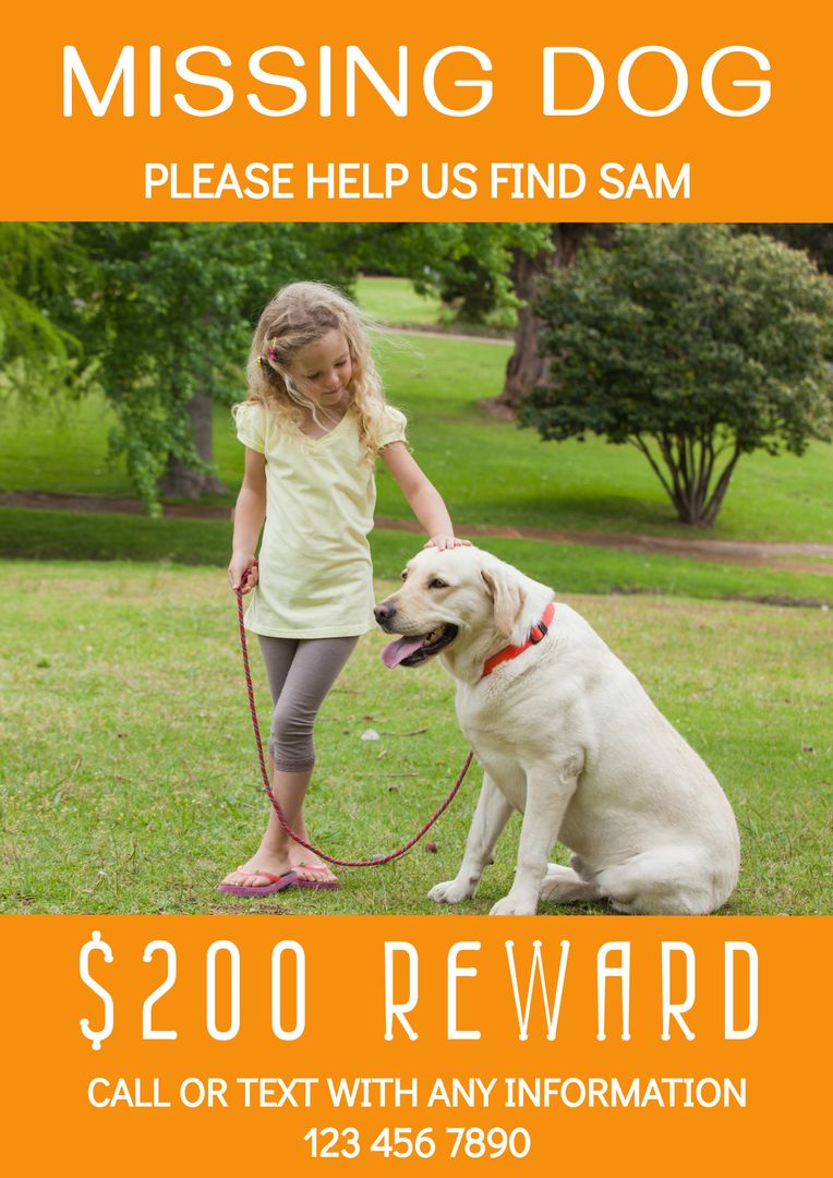 Missing Dog Poster with Rewards and Contact Information - Download Free Stock Templates Pikwizard.com
