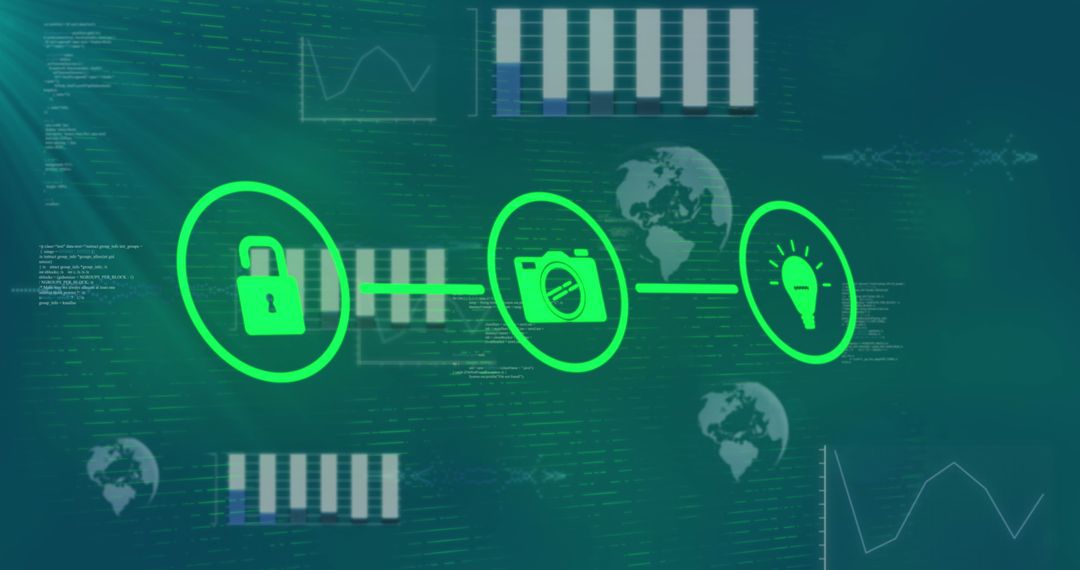 Digital Icons Network Over Data Analysis Interface