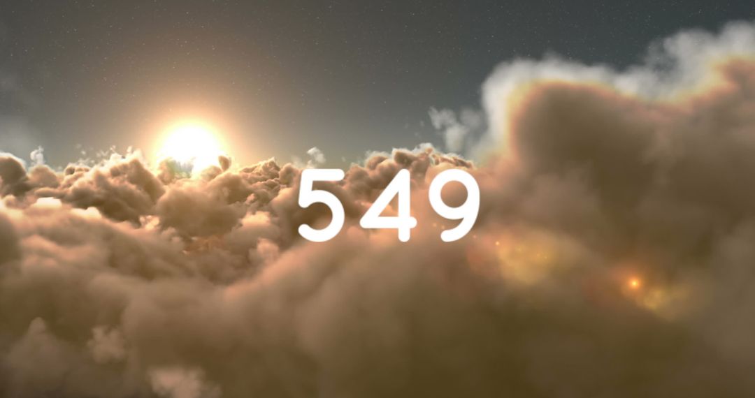 Number 549 Above Scenic Sunset Sky Evokes Digital Serenity