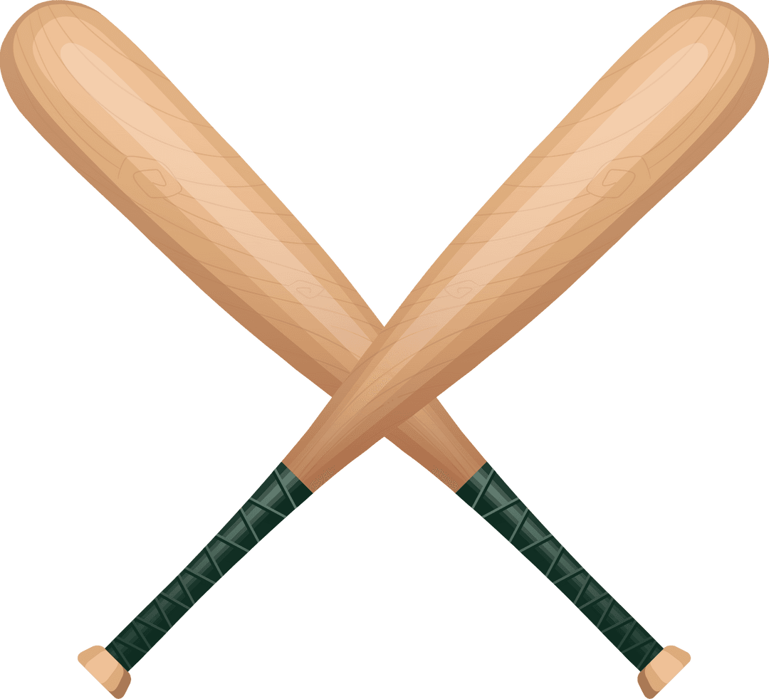 Crossed Wooden Baseball Bats on Transparent Background for Sports Design