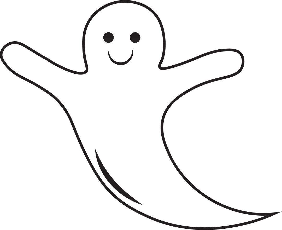 Cheerful Ghost Smiling Illustration on Transparent Background