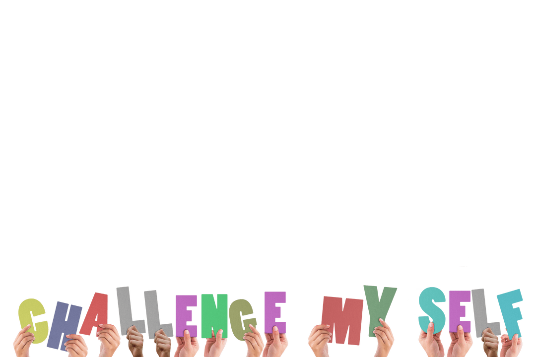 Hands Holding Colorful Letters Fform Challenge Message on Transparent Background - Download Free Stock Images Pikwizard.com