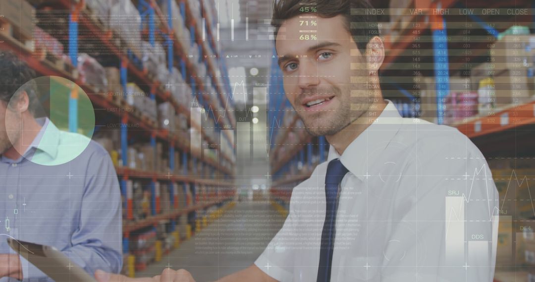 Businessman Analyzing Data in Warehouse - Free Images, Stock Photos and Pictures on Pikwizard.com