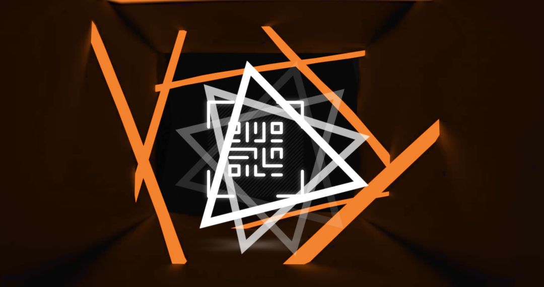 Glowing QR Code with Neon Geometric Abstract Background