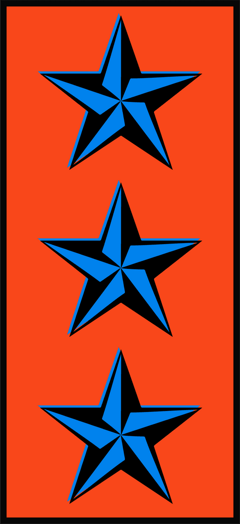 Transparent Background Showing Trio of Blue Stars on Bold Orange Panel
