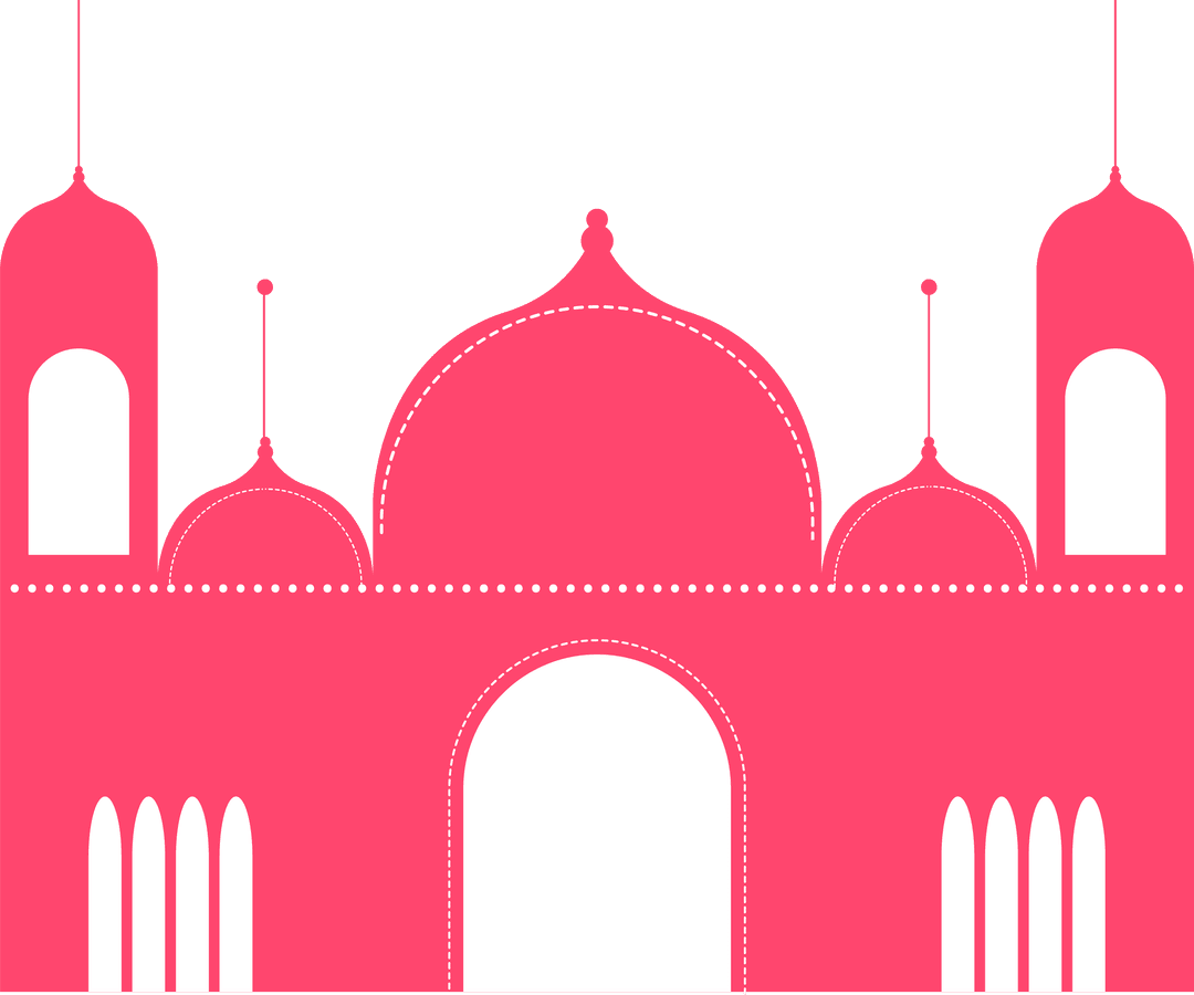 Elegant Geometric Mosquee Silhouette Icon on Transparent Background