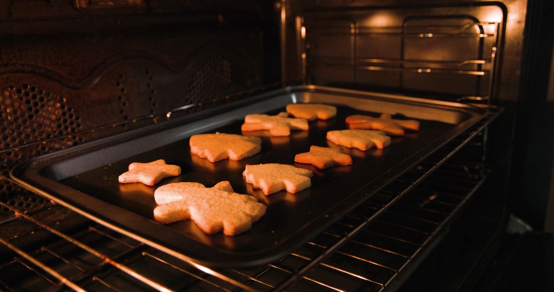 Rustic Sugar Cookies Baking in Candlelit Oven for Festive Warmth