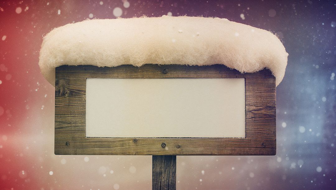 Blank Wooden Sign with Snow in Winter Setting