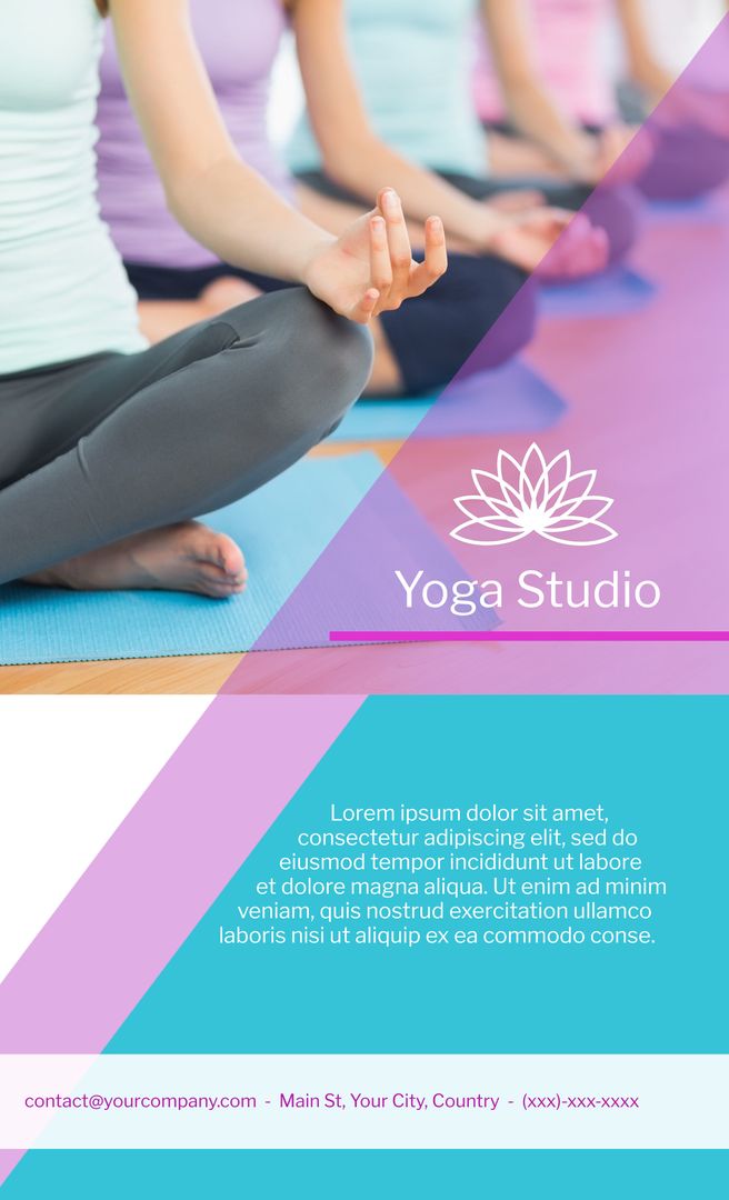 Serene Yoga Studio Flyer with Meditative Pose and Details - Download Free Stock Templates Pikwizard.com