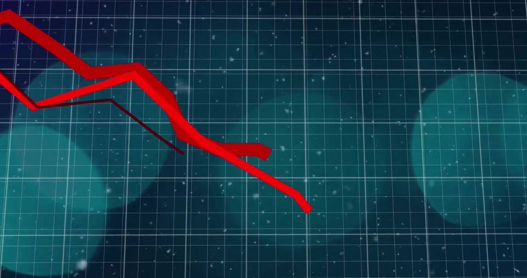 Financial Crisis Concept with Declining Graph on Digital Grid