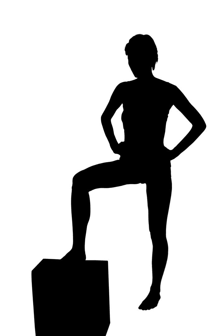 Silhouette of Woman Performing Cross Training on Transparent Background