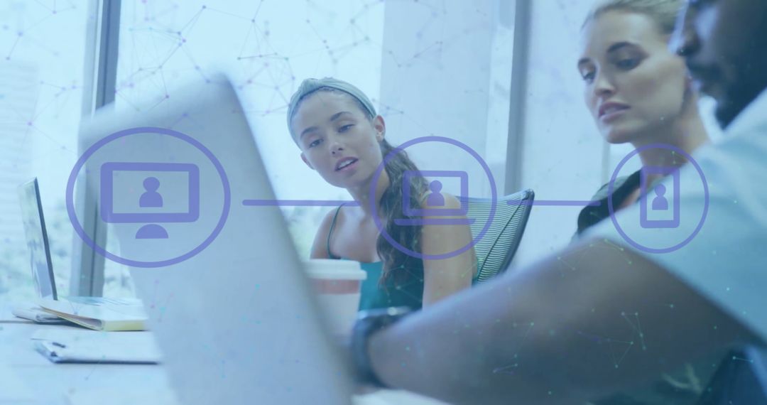 Diverse Team Collaborating with Financial Data Interfaces