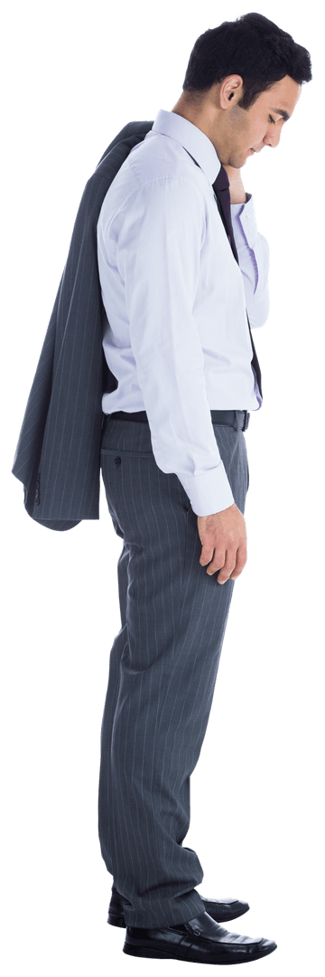 Businessman Reflecting with Jacket Over Shoulder Transparent