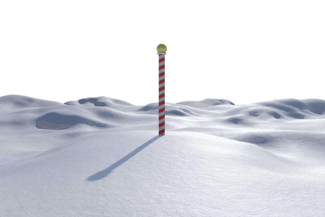 Winter Landscape with North Pole on Transparent Background