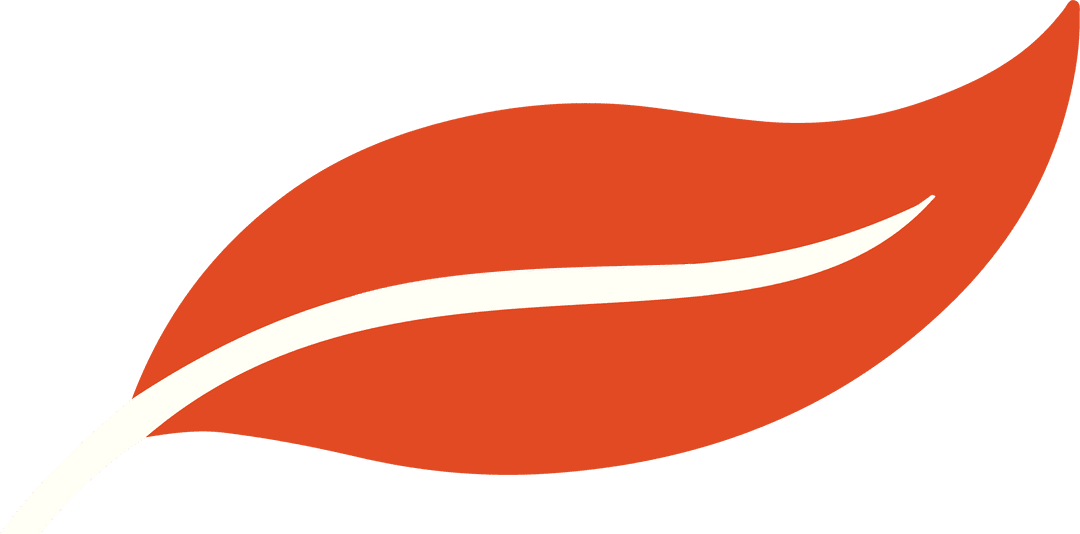 Transparent Stylized Red Orange Leaf with Minimal Design