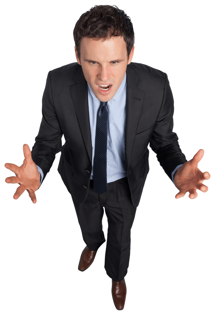 Transparent Upset Businessman Arguing Aggressively in Suit
