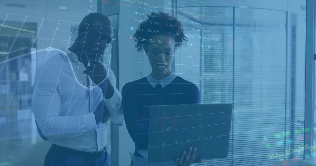 Business Professionals Collaborating over Financial Data Visualization