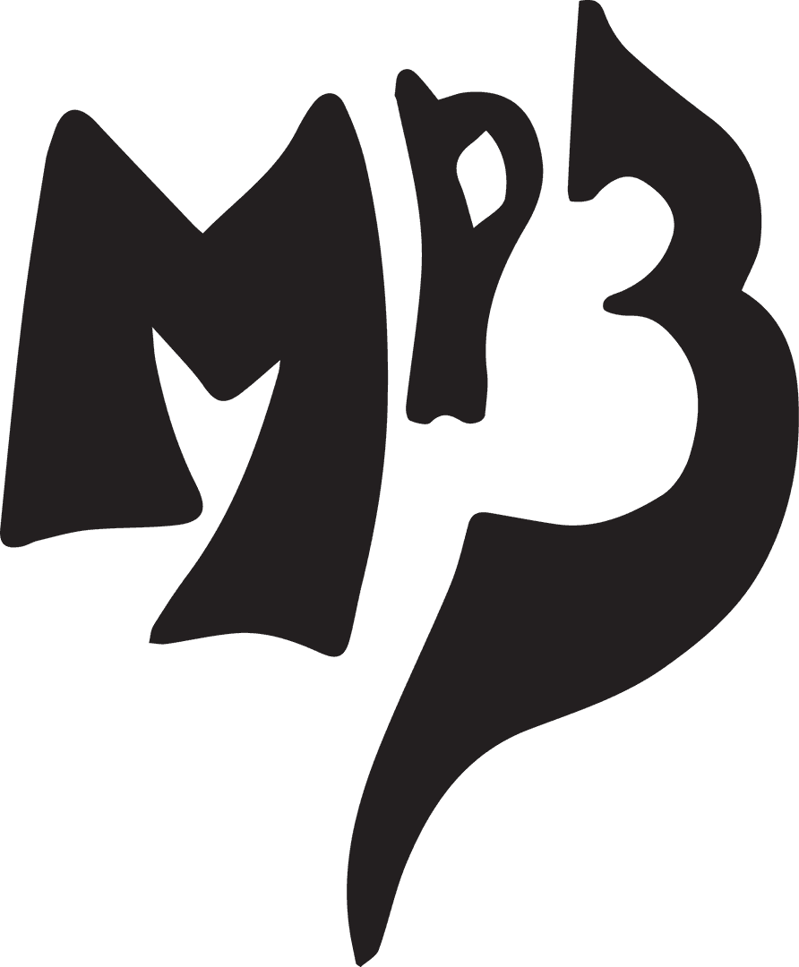 Digital MP3 Text Graphic on Transparent Background